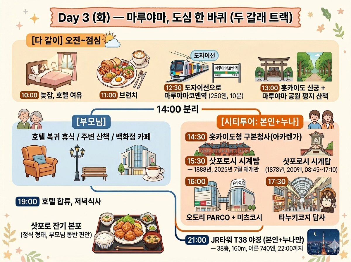 Day 3 일러스트 — 마루야마와 도심 한 바퀴